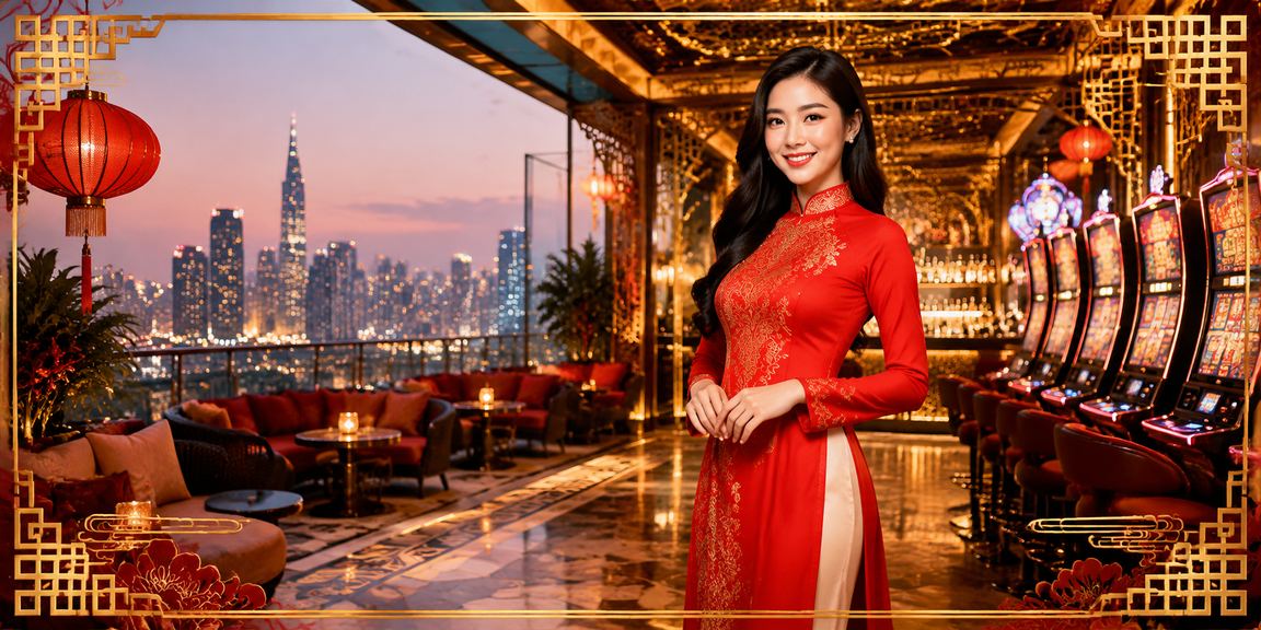 Người chơi Slot Game tại TP. Hồ Chí Minh với trang phục áo dài truyền thống